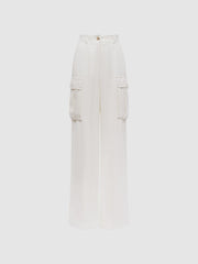 Reiss Trousers | Robyn Linen Wide Leg Trousers White - Women