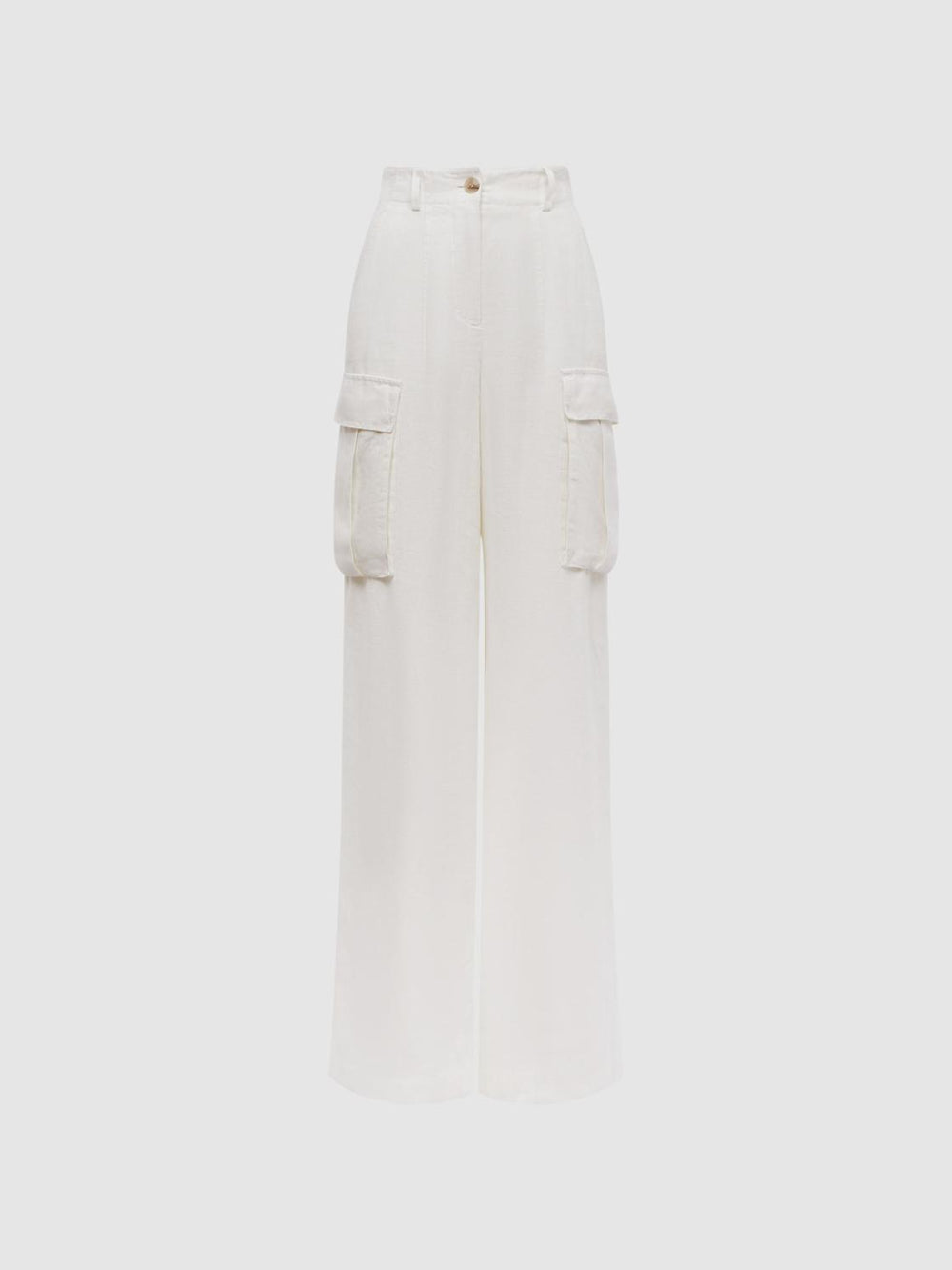 Reiss Trousers | Robyn Linen Wide Leg Trousers White - Women