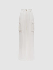 Reiss Trousers | Robyn Linen Wide Leg Trousers White - Women