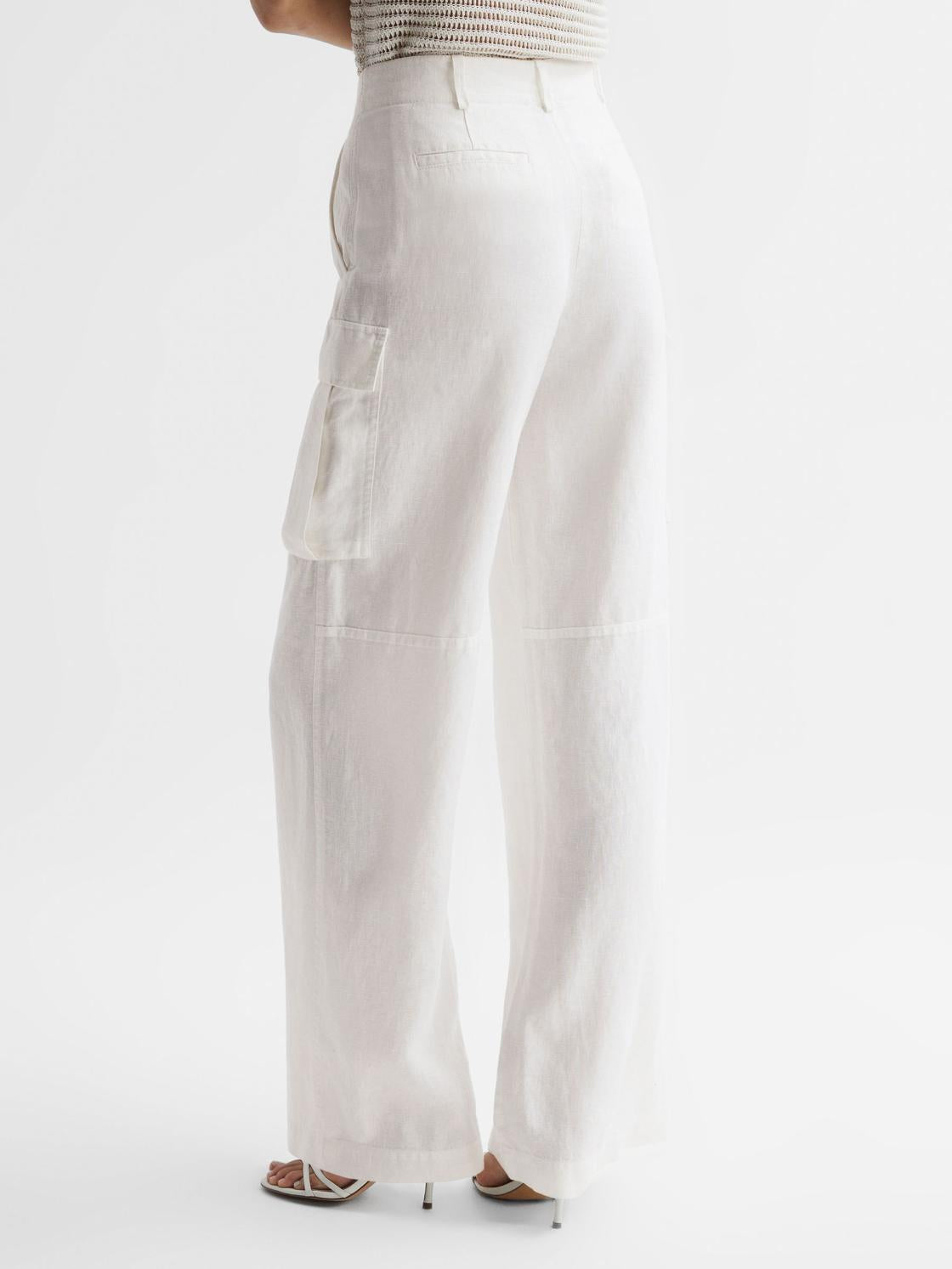 Reiss Trousers | Robyn Linen Wide Leg Trousers White - Women