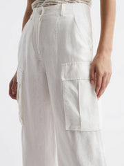 Reiss Trousers | Robyn Linen Wide Leg Trousers White - Women