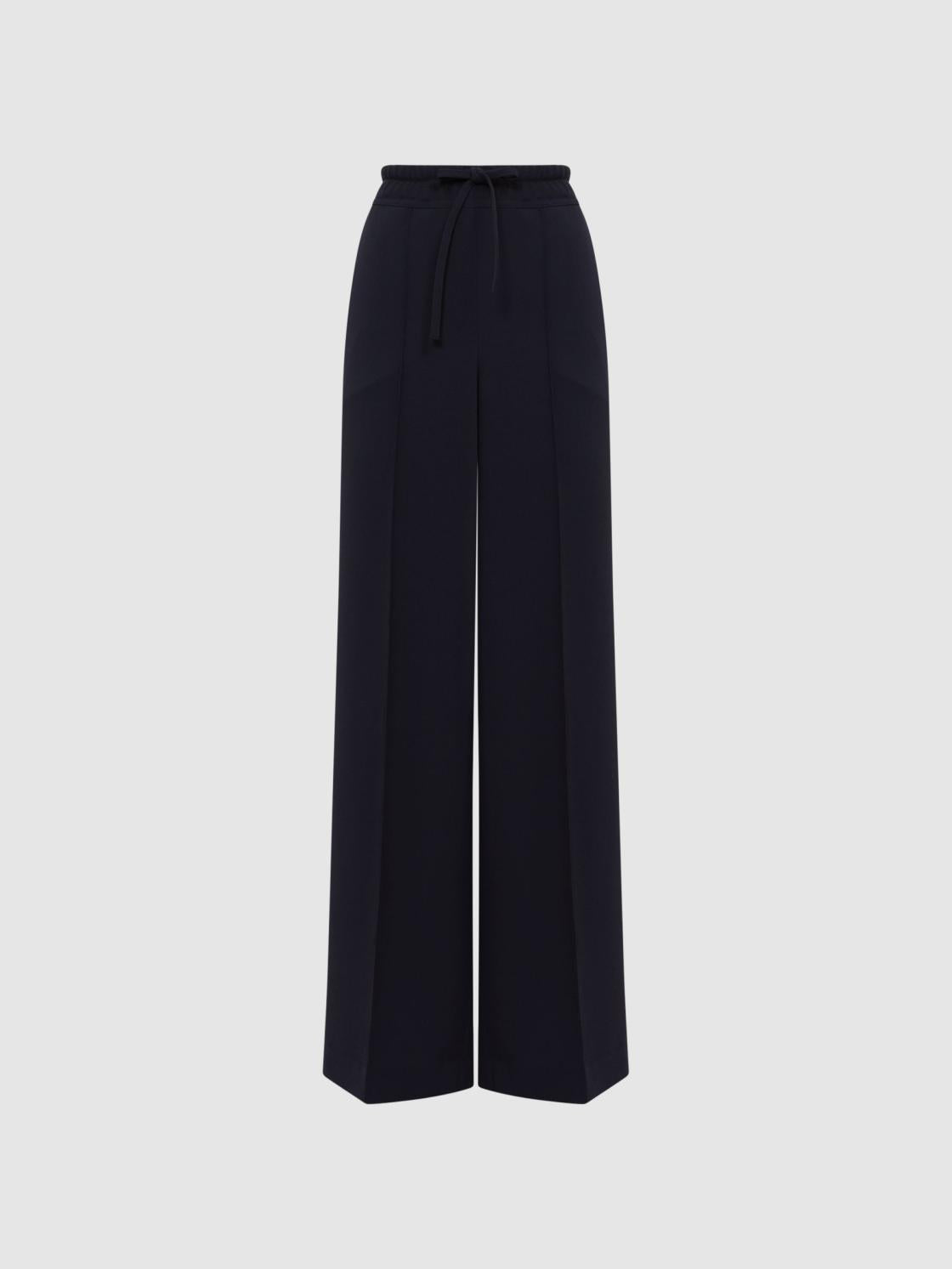Reiss Trousers | Rosalyn Wide Leg Drawstring Trousers Navy - Women