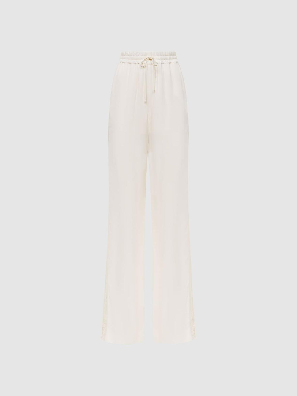 Reiss Trousers | Rowan Wide Leg Lace Trousers Cream - Women