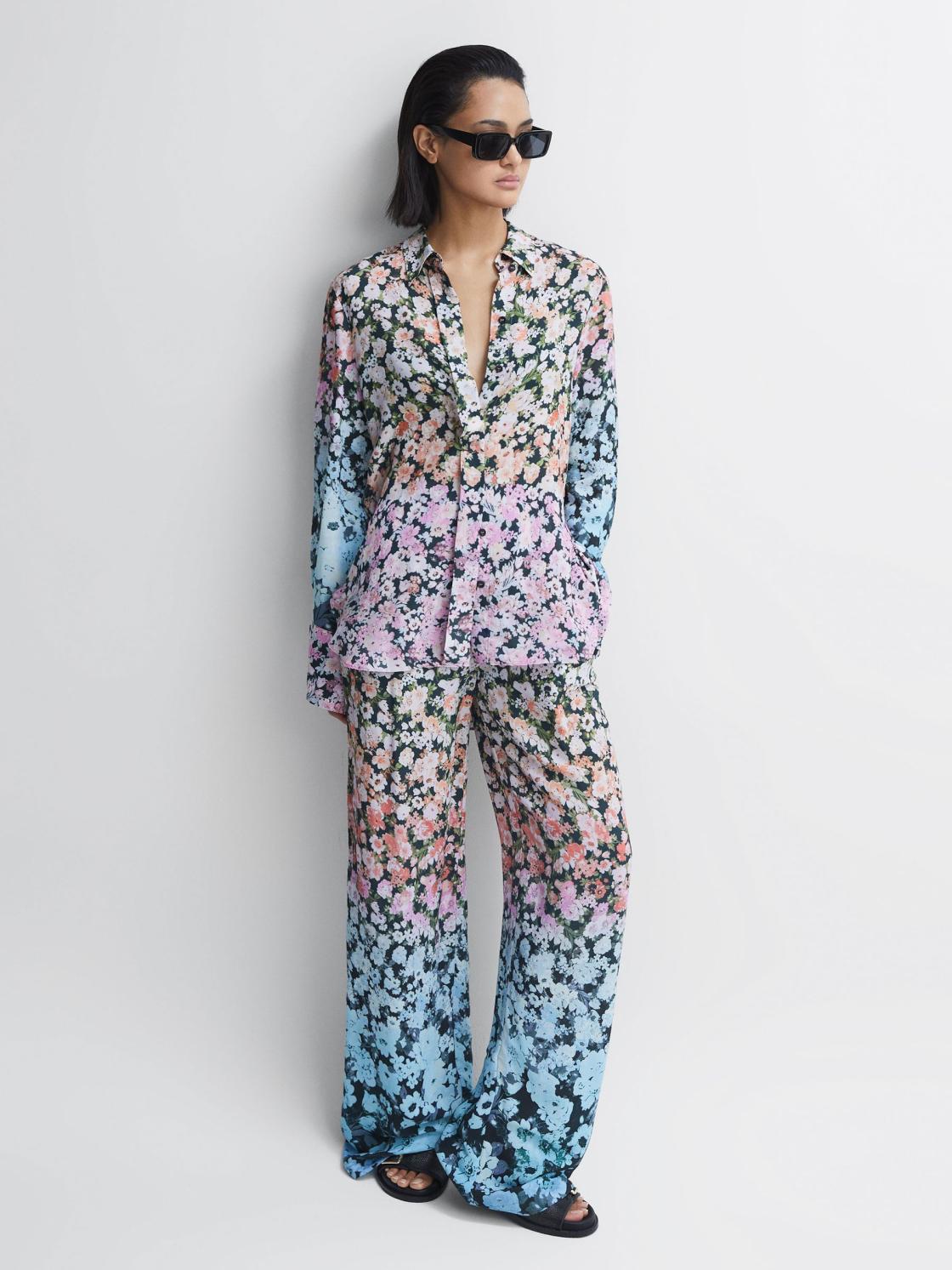 Reiss Trousers | Serena Floral Print Wide Leg Trousers Multi - Women