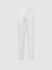 Reiss Trousers | Shae Taper Tapered Linen Trousers Khaki - Women