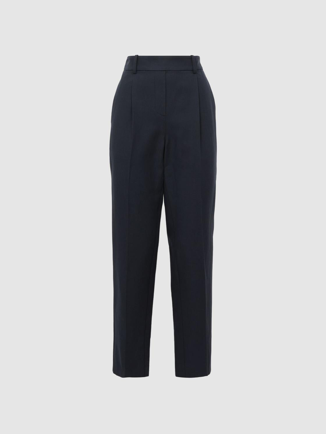 Reiss Trousers | Shae Taper Tapered Linen Trousers Khaki - Women
