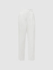 Reiss Trousers | Shae Taper Tapered Linen Trousers Khaki - Women