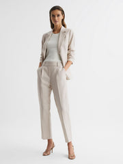 Reiss Trousers | Shae Taper Tapered Linen Trousers Khaki - Women