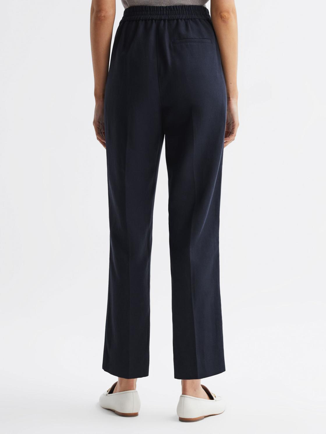 Reiss Trousers | Shae Taper Tapered Linen Trousers Khaki - Women