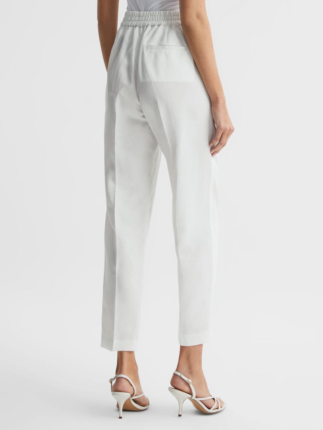 Reiss Trousers | Shae Taper Tapered Linen Trousers Khaki - Women