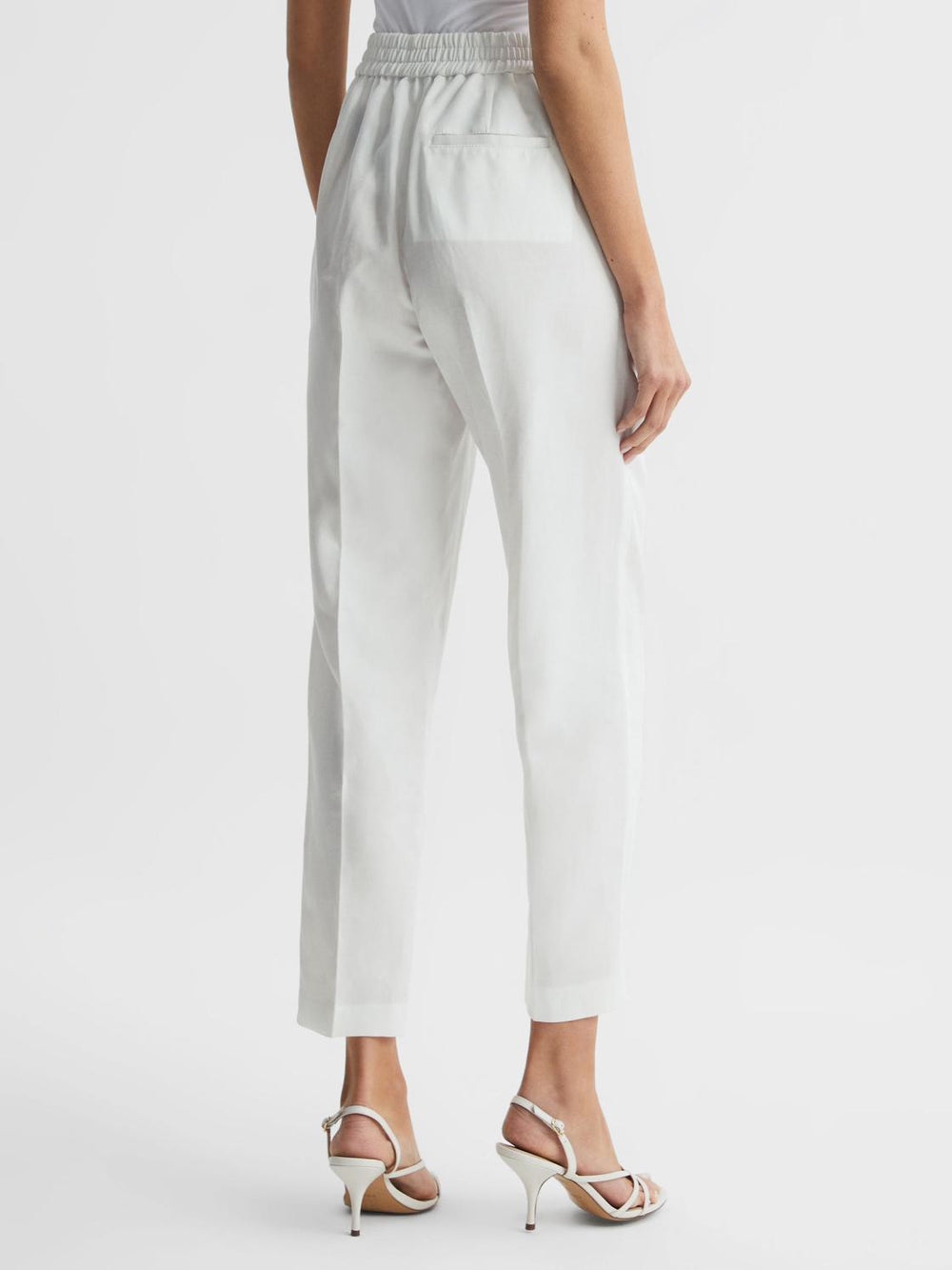 Reiss Trousers | Shae Taper Tapered Linen Trousers Khaki - Women