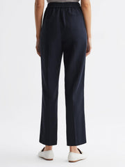 Reiss Trousers | Shae Taper Tapered Linen Trousers Khaki - Women
