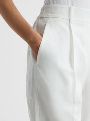 Reiss Trousers | Shae Taper Tapered Linen Trousers Khaki - Women