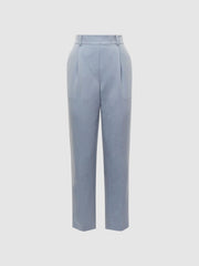 Reiss Trousers | Shae Taper Tapered Linen Trousers Pale Blue - Women