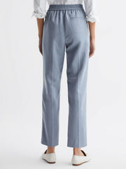 Reiss Trousers | Shae Taper Tapered Linen Trousers Pale Blue - Women