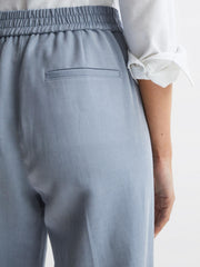 Reiss Trousers | Shae Taper Tapered Linen Trousers Pale Blue - Women