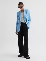 Reiss Trousers | Shae Wide Wide Leg Linen Trousers Black - Women
