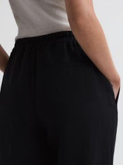 Reiss Trousers | Shae Wide Wide Leg Linen Trousers Black - Women