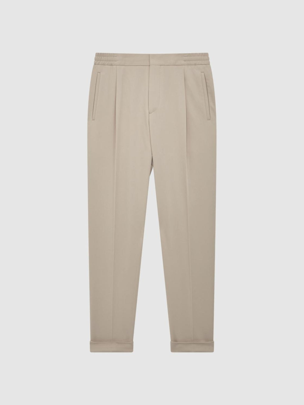 Reiss Trousers | Shield Cropped Drawstring Trousers Stone - Men
