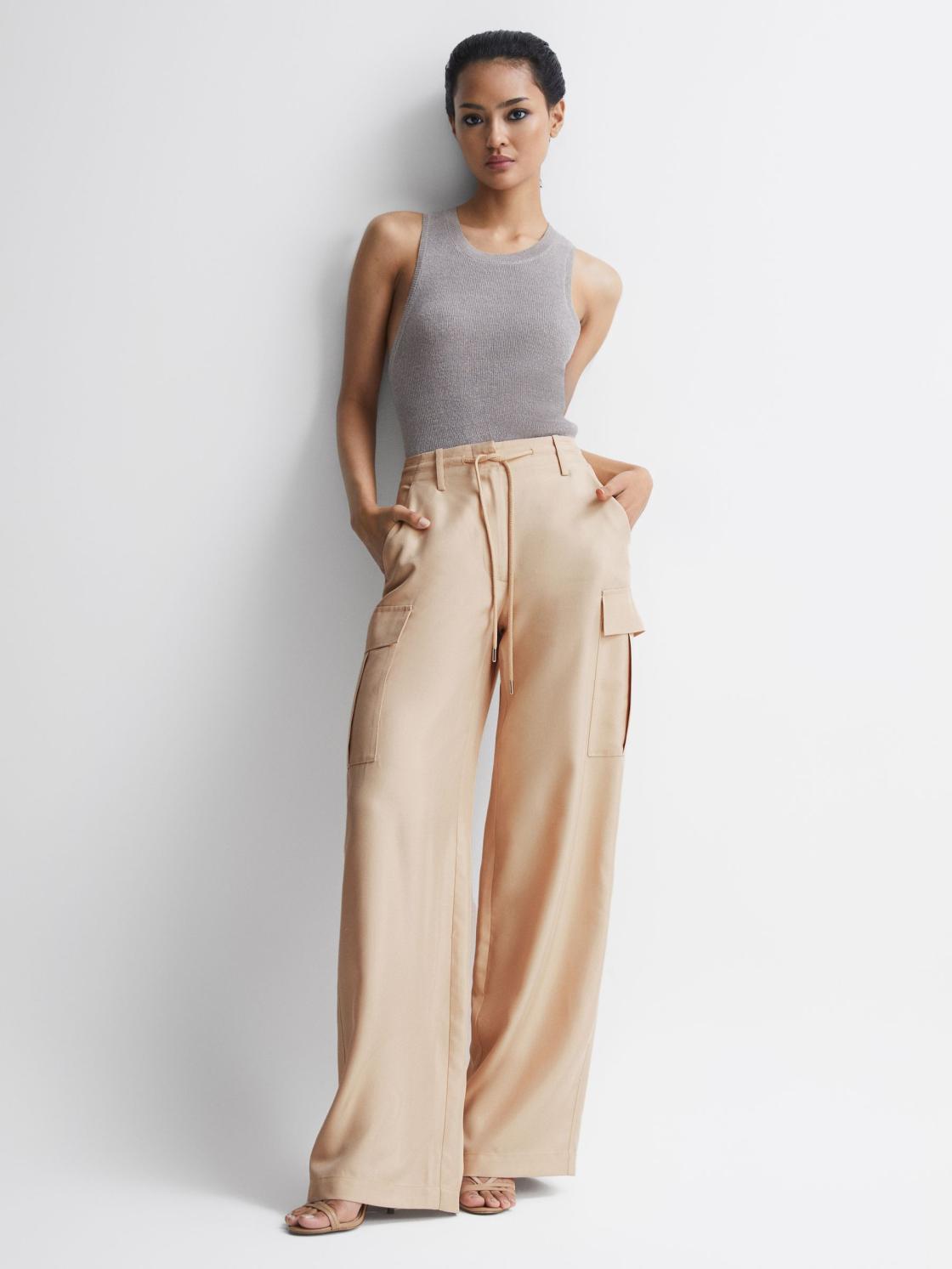 Reiss Trousers | Sian Wide Leg Combat Trousers Neutral - Women