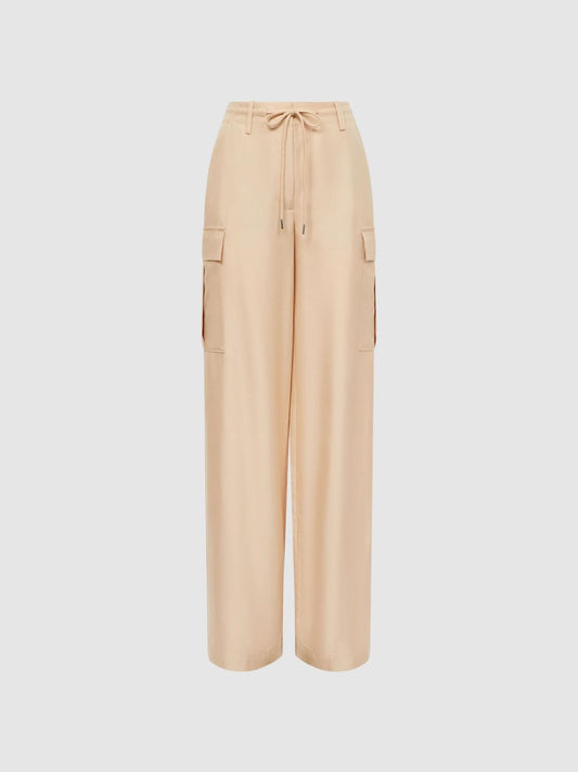 Reiss Trousers | Sian Wide Leg Combat Trousers Neutral - Women