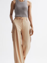 Reiss Trousers | Sian Wide Leg Combat Trousers Neutral - Women