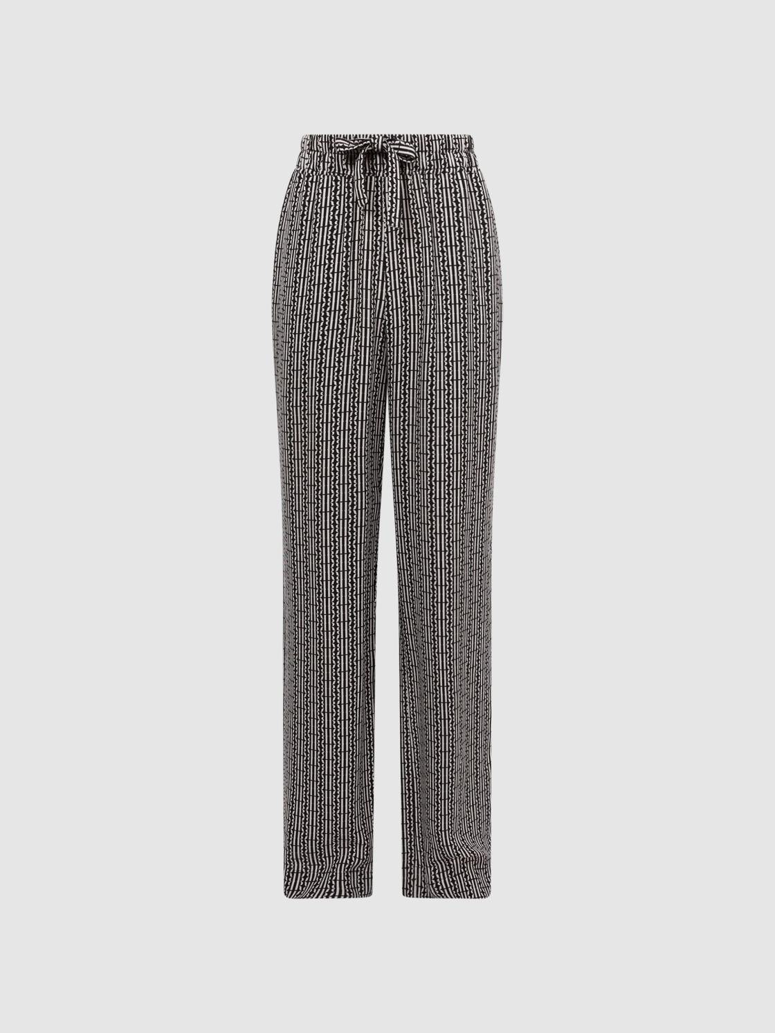 Reiss Trousers | Sky Printed Wide Leg Trousers Black - Women