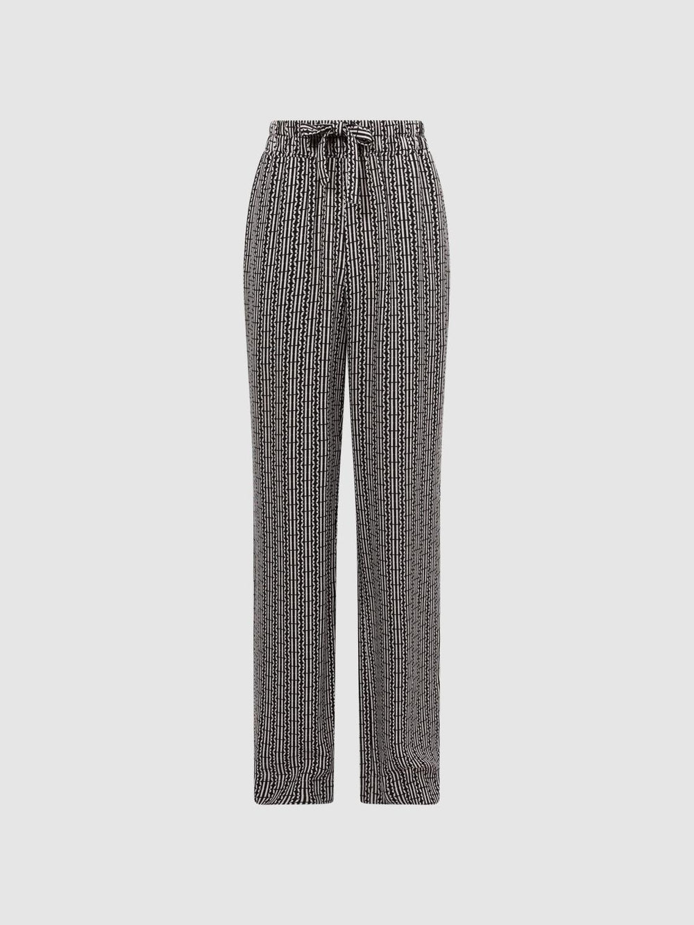 Reiss Trousers | Sky Printed Wide Leg Trousers Black - Women