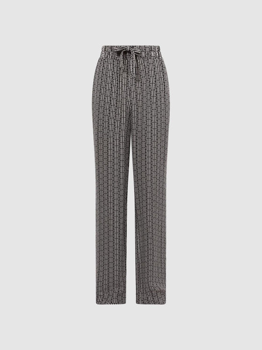 Reiss Trousers | Sky Printed Wide Leg Trousers Black - Women