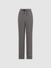 Reiss Trousers | Sky Printed Wide Leg Trousers Black - Women