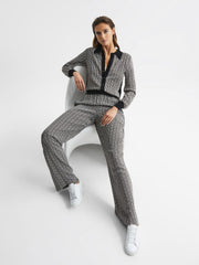 Reiss Trousers | Sky Printed Wide Leg Trousers Black - Women