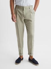 Reiss Trousers | Slate Tapered Trousers Soft Beige - Men
