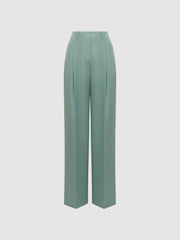 Reiss Trousers | Talia Linen Blend Wide Leg Trousers Teal - Women