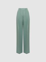 Reiss Trousers | Talia Linen Blend Wide Leg Trousers Teal - Women