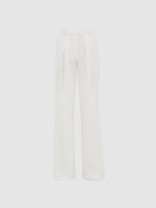 Reiss Trousers | Tatum Crepe Wide Leg Trousers White - Women