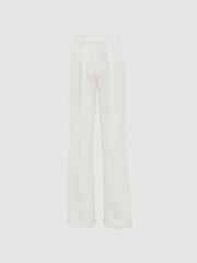 Reiss Trousers | Tatum Crepe Wide Leg Trousers White - Women