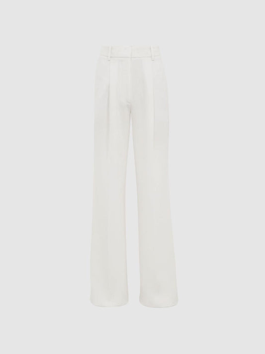 Reiss Trousers | Tatum Crepe Wide Leg Trousers White - Women