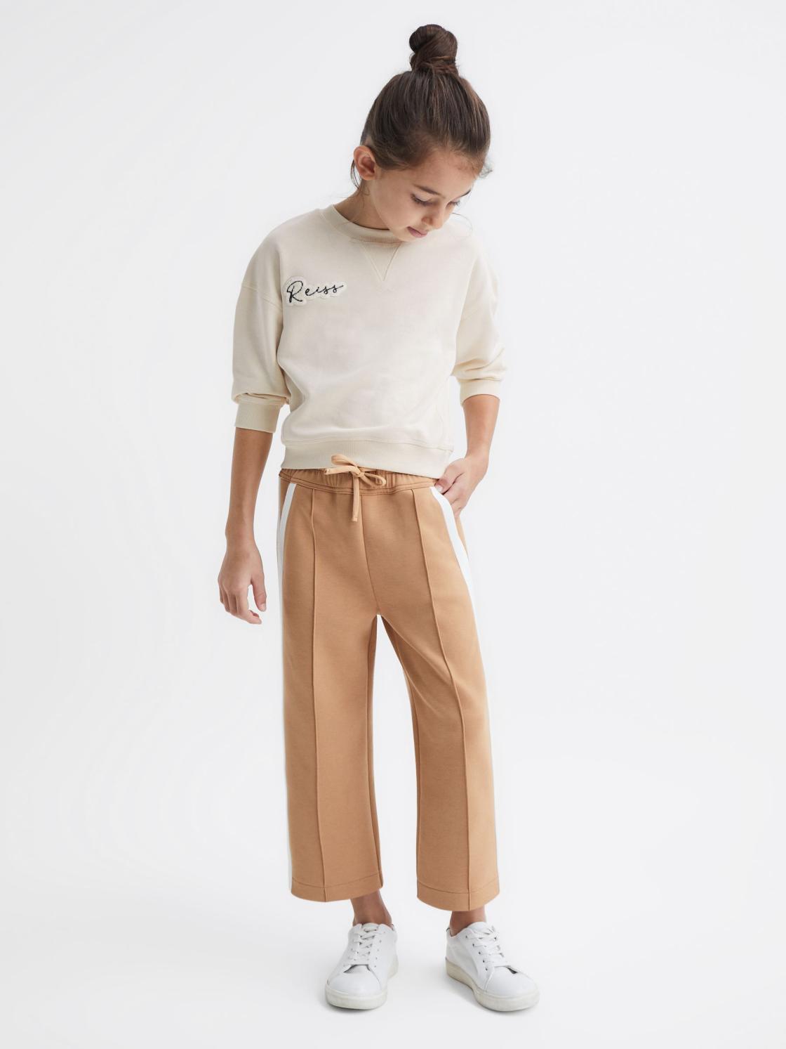 Reiss Trousers | Tegan Jersey Side Stripe Trousers Camel - Children