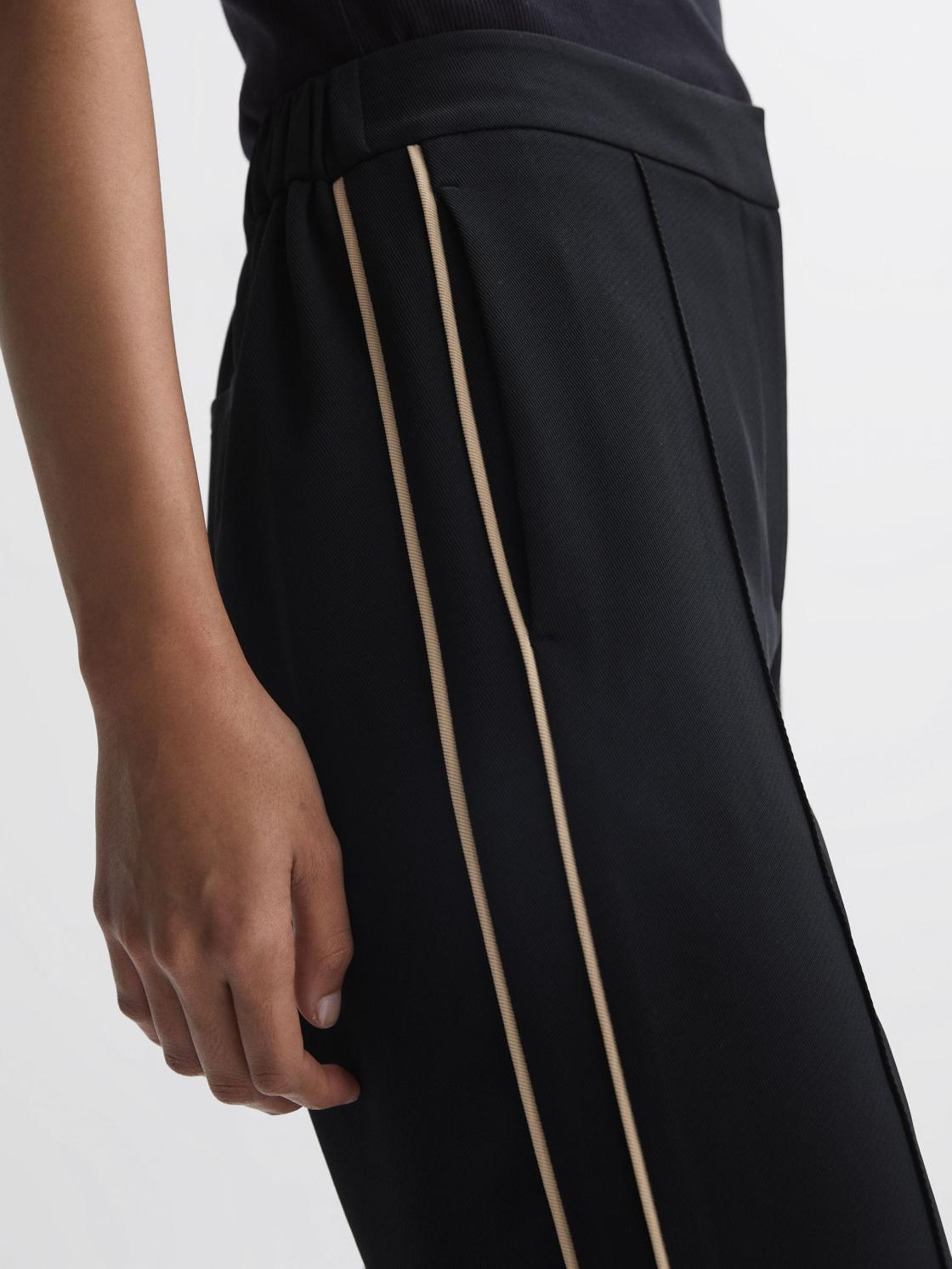 Reiss Trousers | Theo Taper Tapered Fit Side Stripe Trousers Black - Women