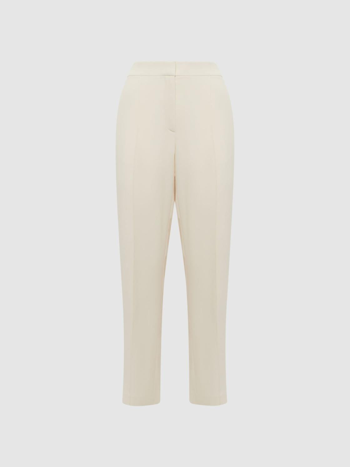Reiss Trousers | Theo Taper Tapered Fit Side Stripe Trousers Cream - Women