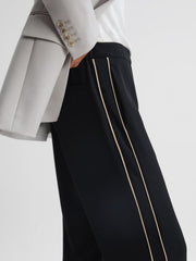 Reiss Trousers | Theo Wide Wide Leg Side Stripe Trousers Black - Women