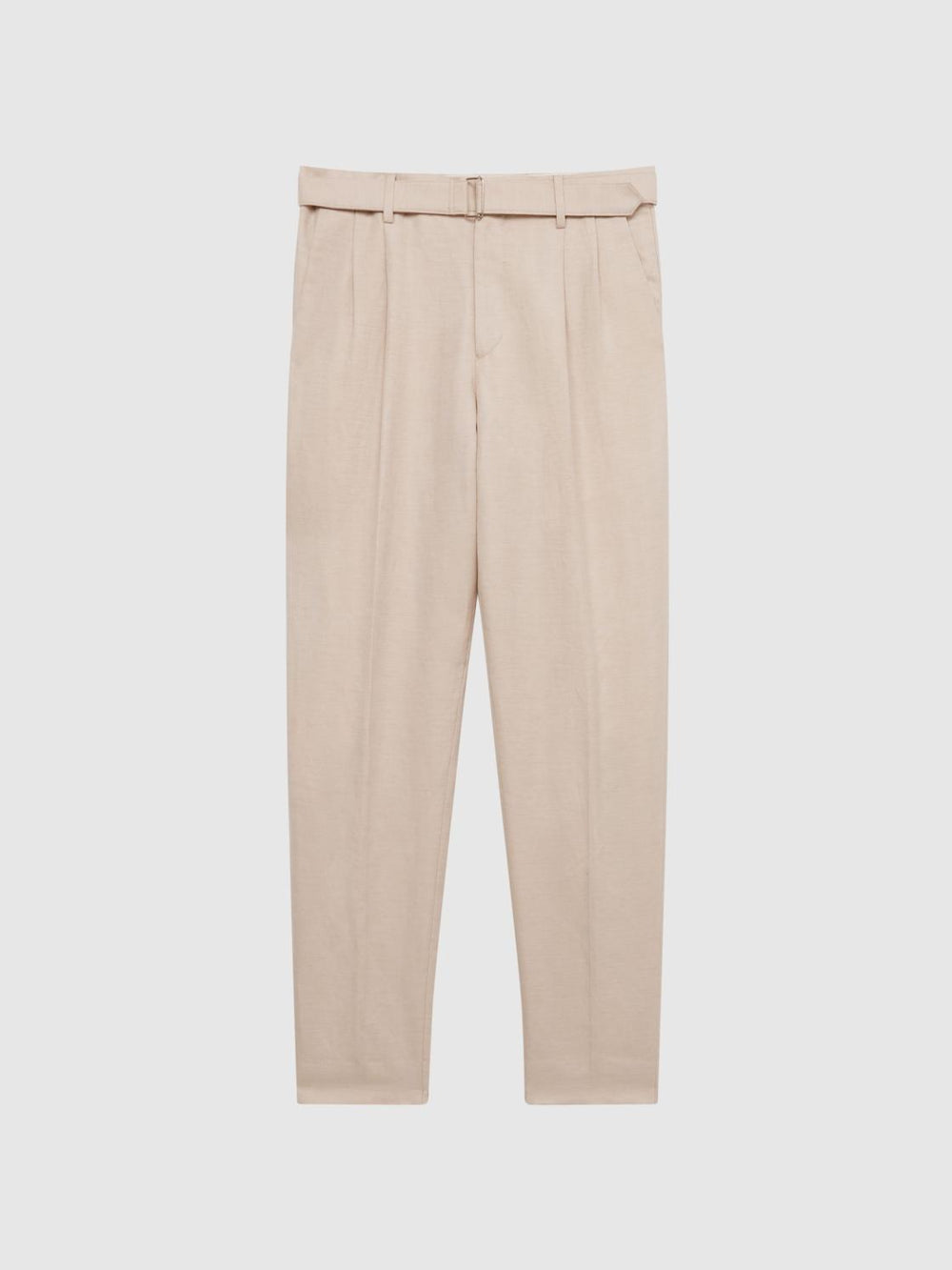 Reiss Trousers | Trail Cotton-Linen Buckled Trousers Oatmeal - Men