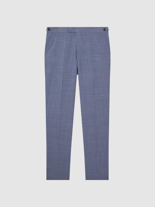 Reiss Trousers | Wish Slim Fit Wool Blend Trousers Soft Blue - Men