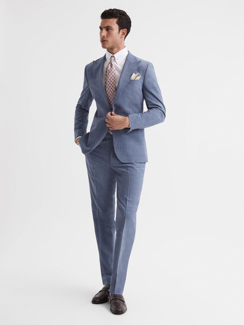 Reiss Trousers | Wish Slim Fit Wool Blend Trousers Soft Blue - Men