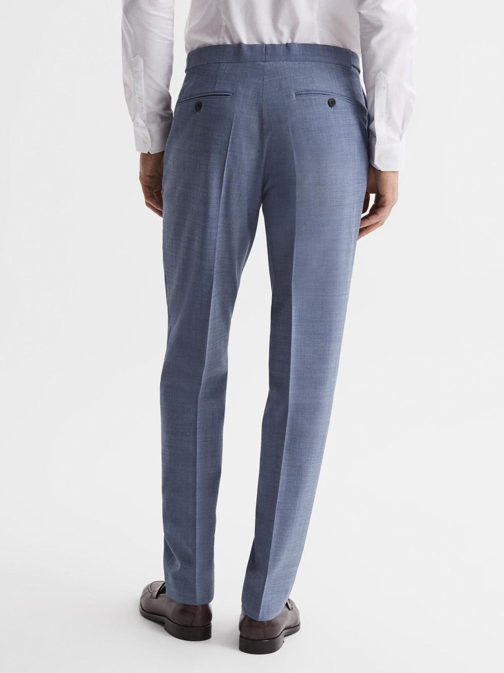 Reiss Trousers | Wish Slim Fit Wool Blend Trousers Soft Blue - Men
