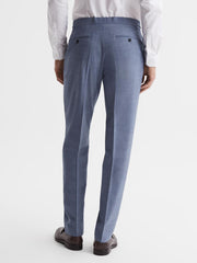 Reiss Trousers | Wish Slim Fit Wool Blend Trousers Soft Blue - Men
